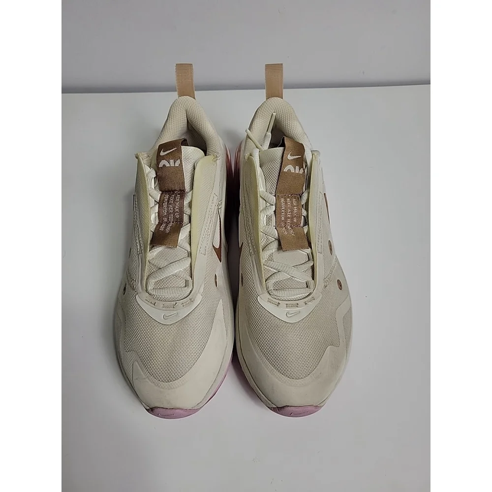 Nike Women's Cream and Pink Athletic Sneakers with Brown Swoosh - Picture 2 of 9